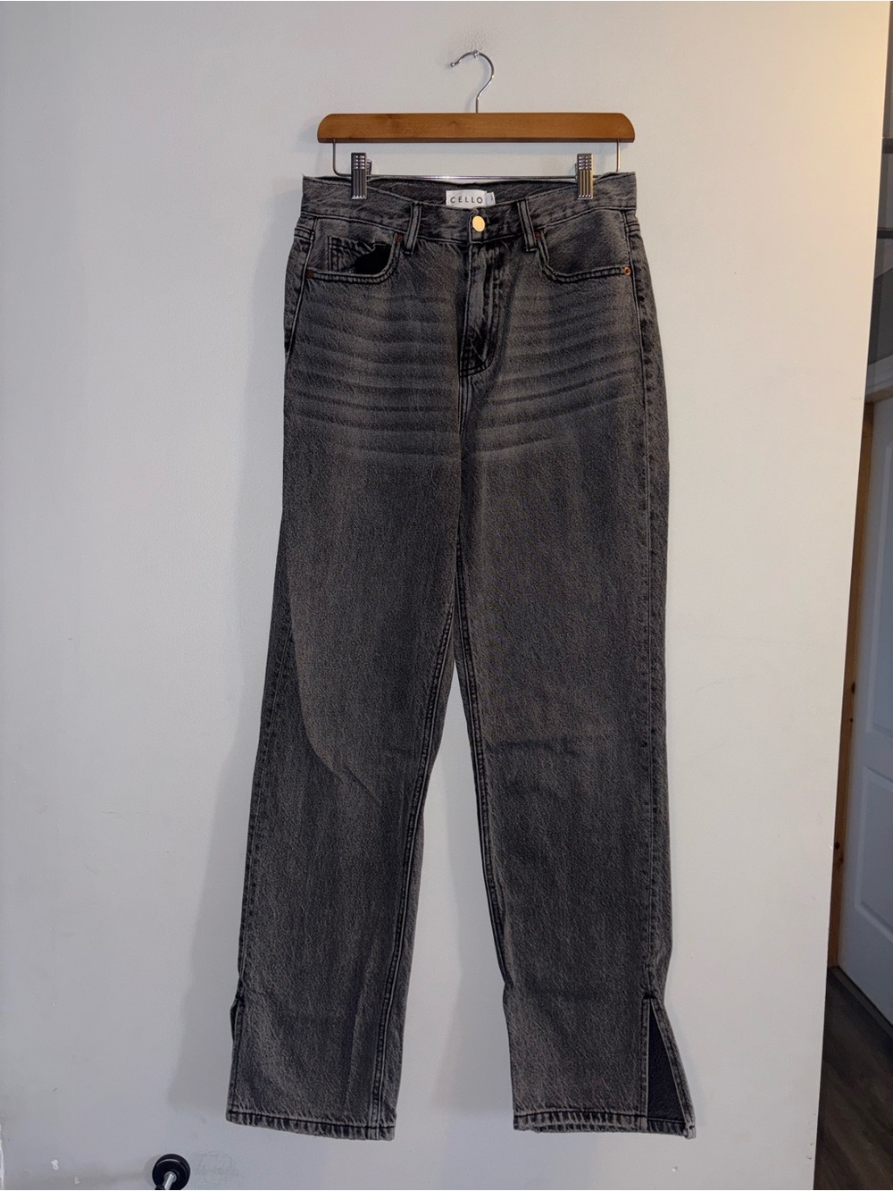 Cello | Black Straight Slit Denim
